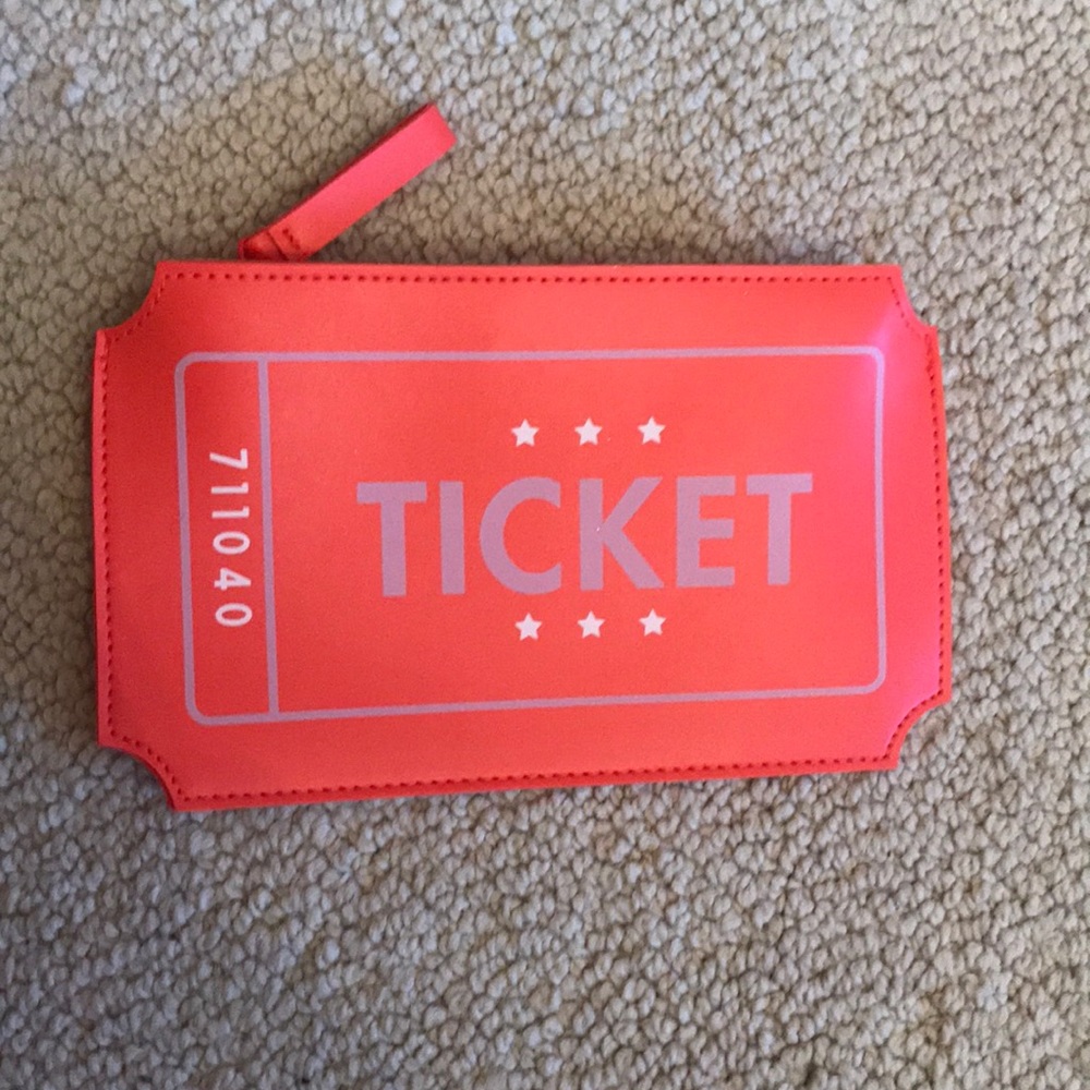 NWOT Ipsy Cosmetic bag- red Ticket design